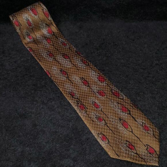 Cies Men's Brown Burgundy Light Blue Neck Tie - Picture 1 of 2